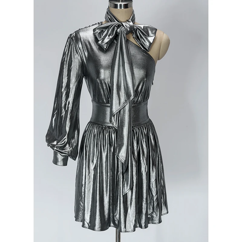 2017 женское сексуальное платье на одно плечо с золотым покрытием A181 | Женская