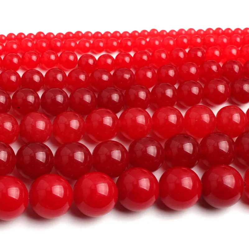

4-14mm Round Stone Beads Smooth Red Jades Beads For Jewelry Making beads 15inch DIY Beads Bracelets For Women Trinket Gift