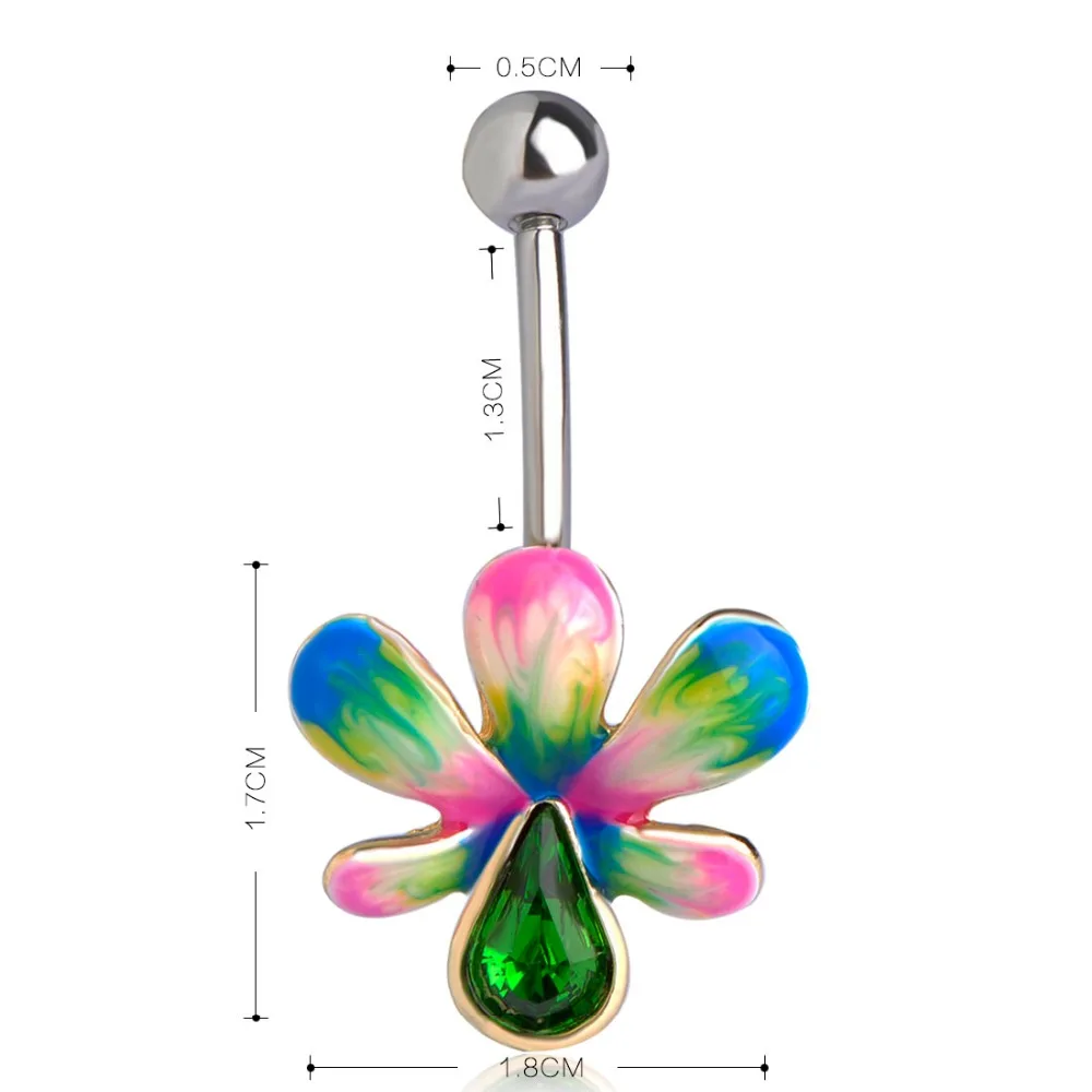 Модное Хрустальное цветочное пупочное кольцо Пирсинг пупок пупка Лабрет