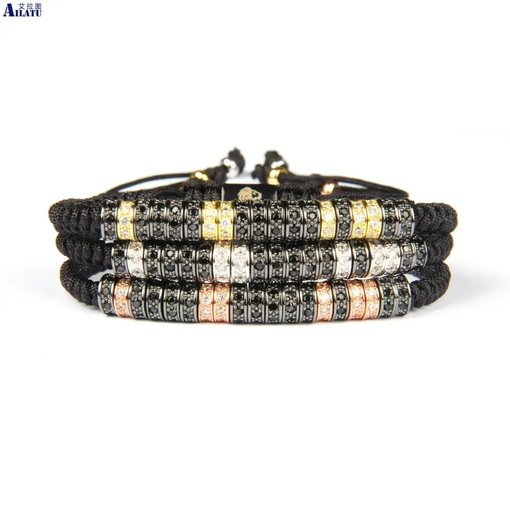 Ailatu премиум ювелирные изделия с микрозакрепкой Cz разделительные бусины макраме
