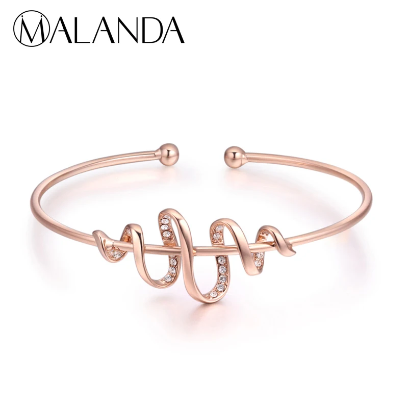 MALANDA модный цирконовый Кристалл из браслеты swarovski золотистого цвета