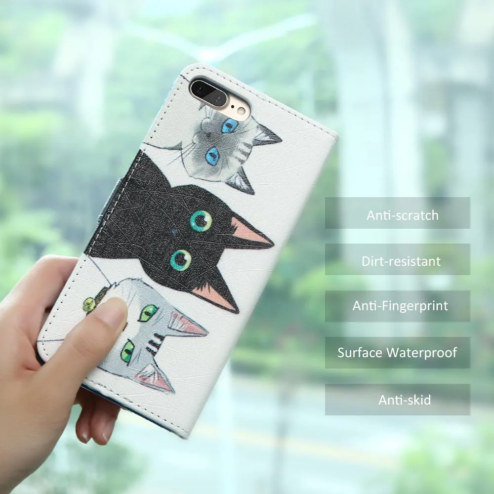 Флип-Чехлы kisscase для iphone 5 чехлы 5s SE 6 6s Plus 7 чехол с милым мультяшным котом кожаный