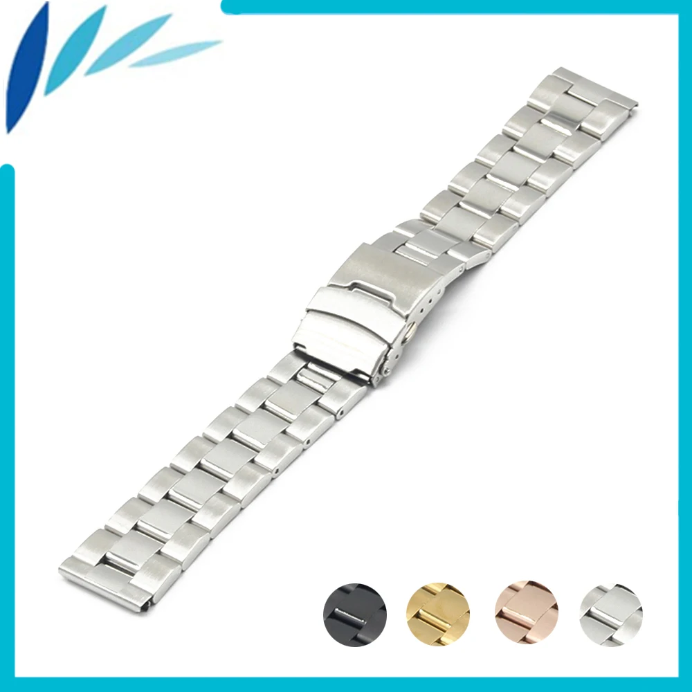 

Stainless Steel Watch Band 18mm 20mm 22mm 24mm for Fossil Safety Clasp Strap Wrist Loop Belt Bracelet Black Rose Gold Silver