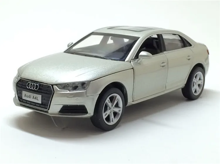 1/32 Audi A4L модель автомобиля из сплава, игрушка черного, серебристого, коричневого цвета с вытягивающейся спинкой, мигающая модель для детских подарков, игрушки