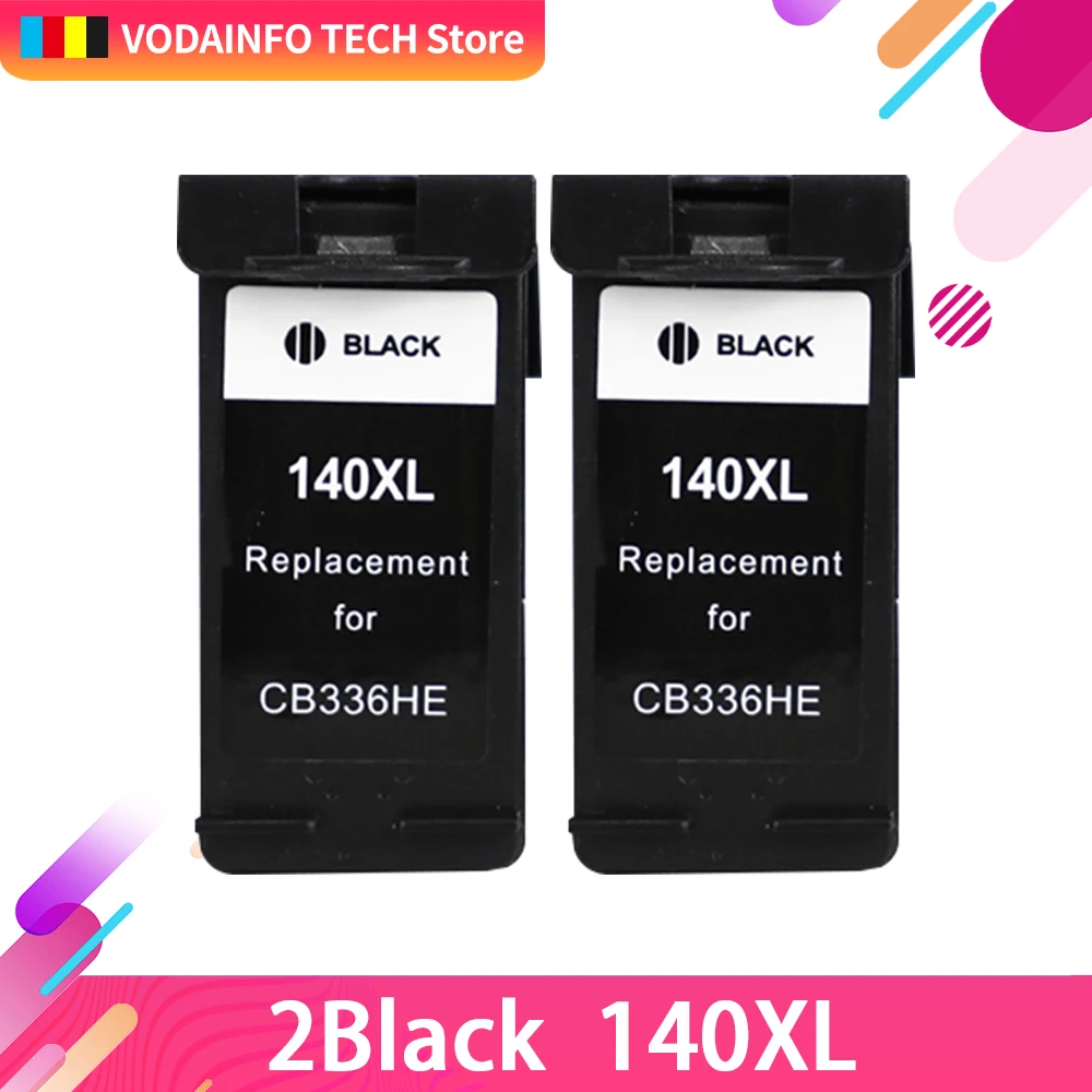 QSYRAINBOW 2 шт. Черный чернильный картридж совместимый для HP 140 141 C4283 C4483 C5283 D5363 Deskjet D4263