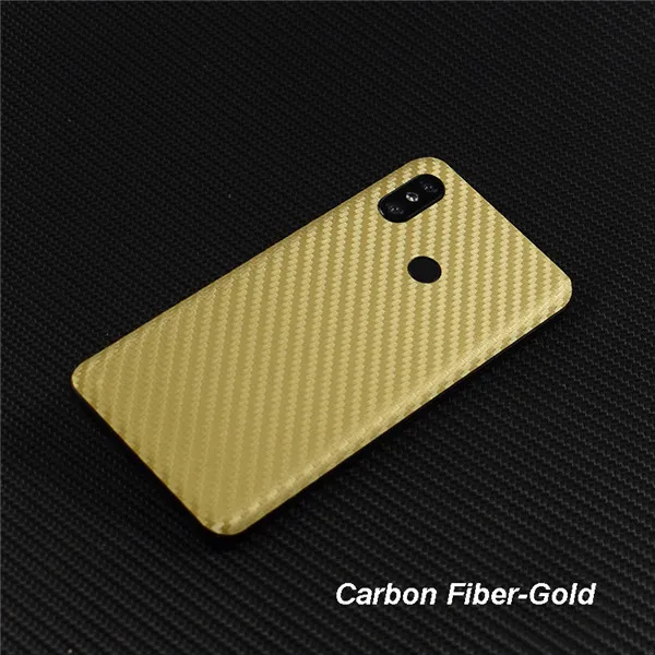 Carbon Fiber Gold 3D углеродное волокно/кожа/дерево шкуры защитная задняя крышка телефона наклейка для XIAOMI Mi9 MIX3 Mi8 SE Redmi 6 Pro 5 Plus Note 7 - Цвет: Carbon Fiber Gold