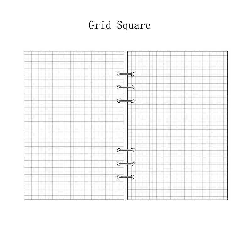 Grid Square Внутренний блокнот EZONE, сменные основные страницы A5/A6/A7, 6 отверстий, вкладыш для ноутбука, заправка, офисные канцелярские принадлежности, молочный план - Цвет: Grid Square