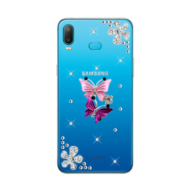 Для Samsung Galaxy A6S чехол SM-G6200 бабочка любовь алмаз прозрачная задняя крышка