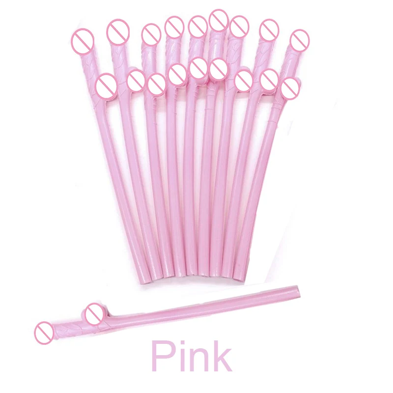pink 10 шт трубочки для напитков в виде пениса для девичника Сексуальная Девичья ночь Вилли пенис Новинка Обнаженная соломинка для бара принадлежности для вечеринки-девичника - Цвет: pink