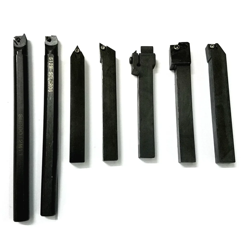 

21pcs/set 12mm Shank Lathe Turning Tool Holder Boring Bar + Silver Carbide PVD Inserts Set For Machining Steel