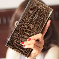 new fashion women wallet hasp coin purses holders brand genuine leather 3d embossing alligator ladies crocodile long clutch wall