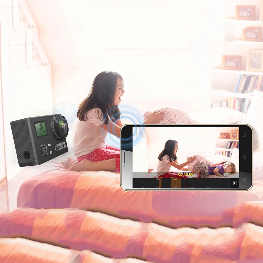 AUSEK частный режим ультра-тонкий 4 к Спорт Водонепроницаемая камера wifi антенна DV