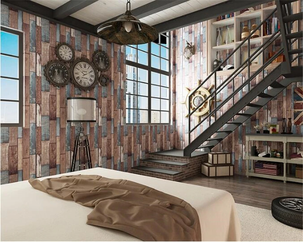3D обои beibehang с имитацией древесины в стиле ретро|3d wallpaper|board wallpaperimitation wood |