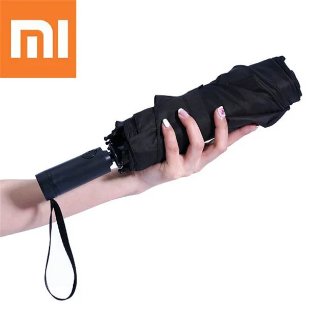 Black Mijia WD1 автоматический Солнечный дождливый зонтик портативный складной ветрозащитный водонепроницаемый анти-отскок УФ-зонтик для взрослых - Цвет: Black