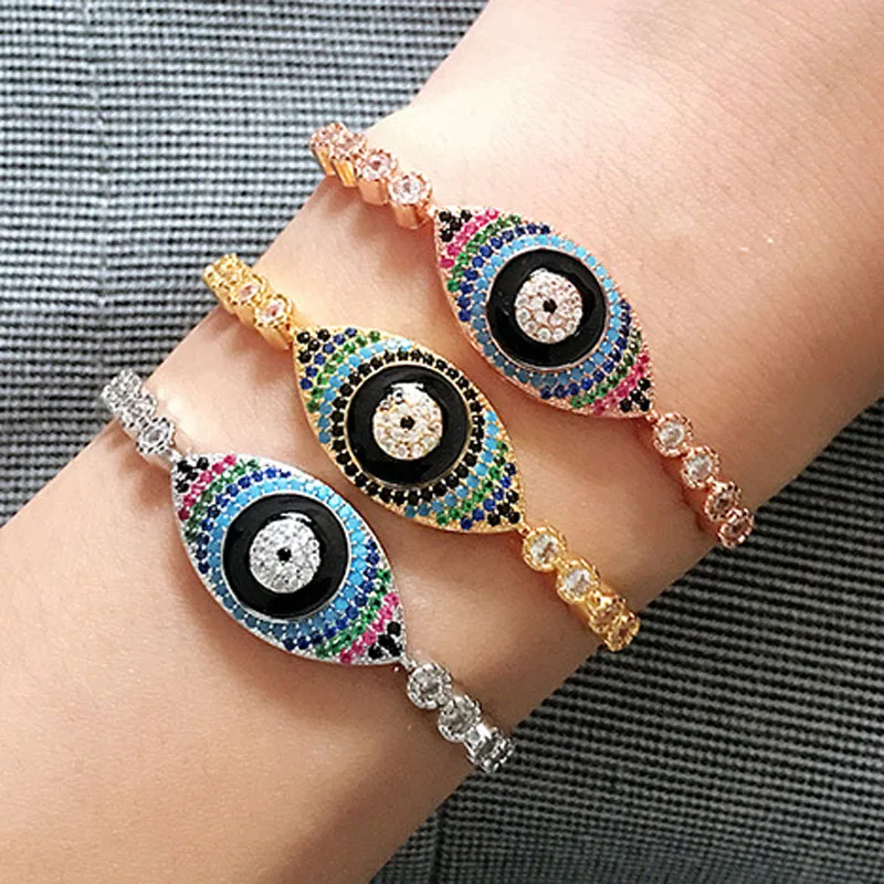 Роскошные брендовые чешские циркониевые Амулет Хамса с глазами браслет для