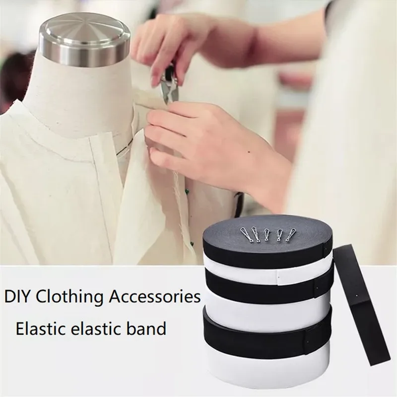 5 ярдов/партия плоский тонкий широкий эластичная лента белый или черный нейлон