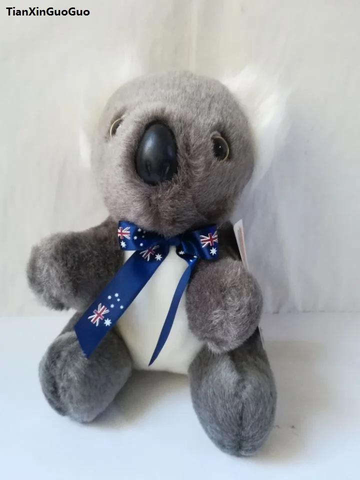 

about 20cm bowtie koala plush toy sitting pose gray koala soft doll pillow kid's toy Christmas gift s2148