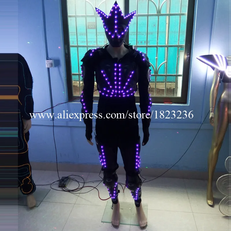 Hot Sale Led Luminous Costume Clothes With Mask Dance Wear LED Growing Lighting Robot Suits Clothing For Event Party Supplies | Дом и сад