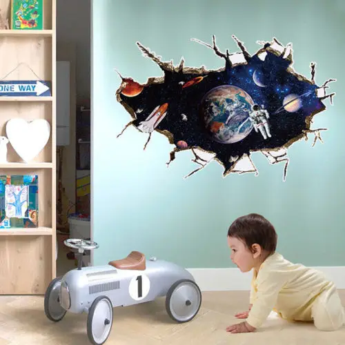 Новинка 2018 самодельная 3D Съемная космическая настенная наклейка искусство