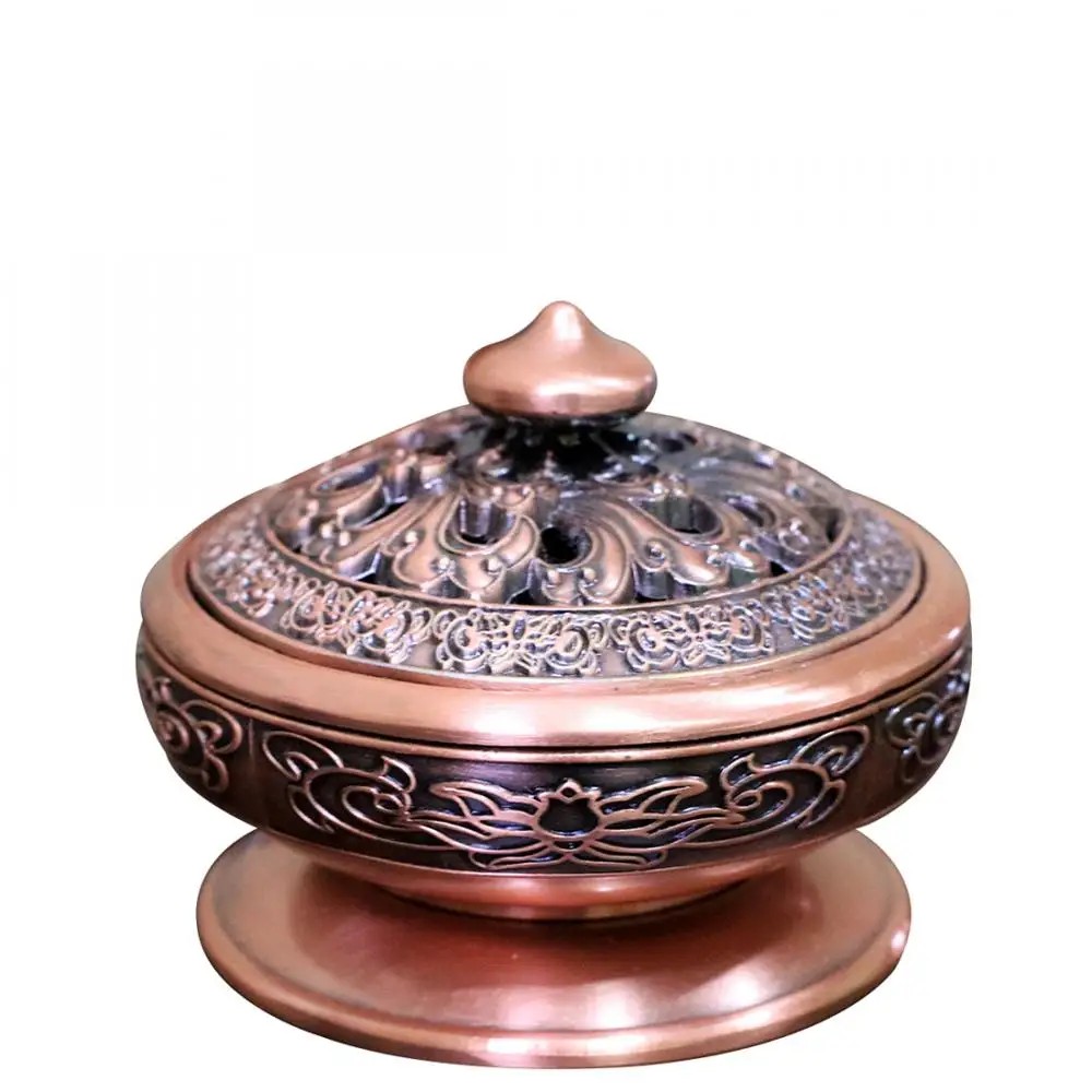 

Vintage Zinc Alloy Incense Burner Plated Hollow Incense Seat Smoke Waterfall Sandal Incense Holder Purify The Air Room Home