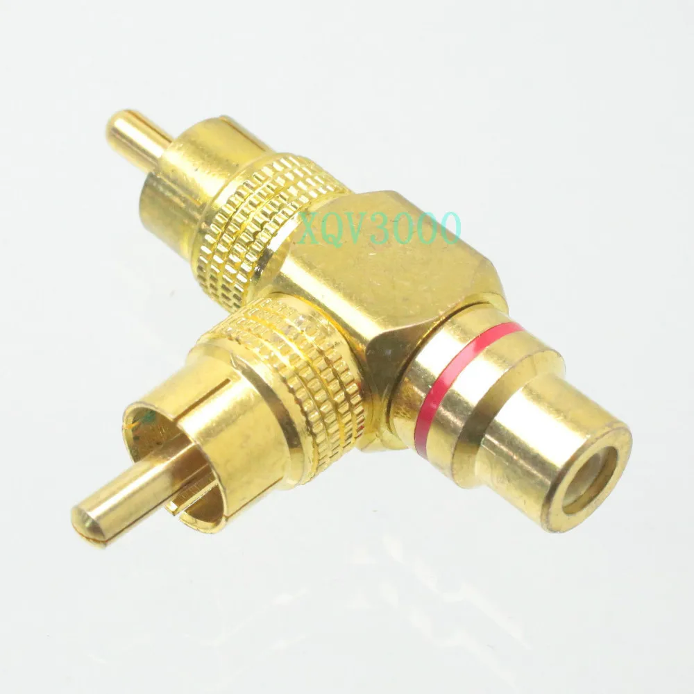 Переходник с разъемом RCA мама на 2 штекера папа Т-образный сплиттер красный разъем