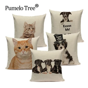 Пользовательские Мультяшные декоративные домашние подушки для собак и кошек 45х45см, высокое качество, наволочки для гостиной, дивана, подушки