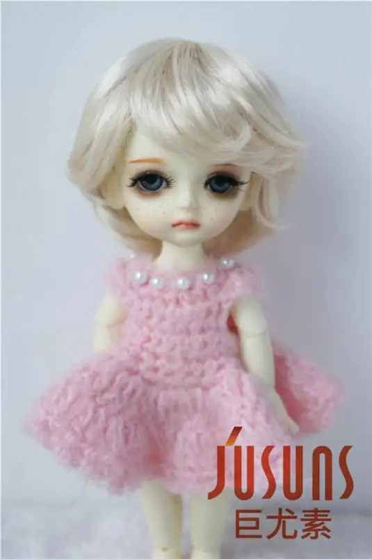 JD075 1/8 Модные Синтетические мохер BJD парики для кукол Размер 5-6 дюймов модные короткие кукольные волосы высокое качество Аксессуары для кукол - Цвет: Blond SM202