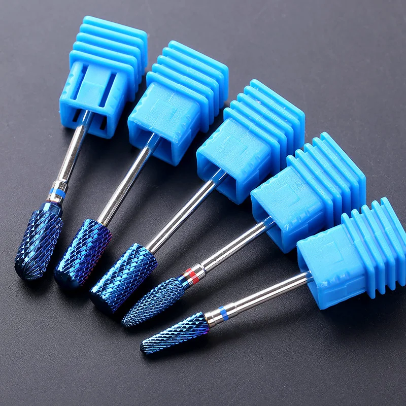 Blueness 5 Тип кукурузные металлические биты 3/32 ''синий карбид вольфрама для заусенец Нано покрытие ногтей сверло дрель для ногтей аксессуары