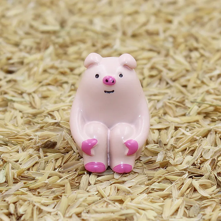 Pig Sitting Миниатюрные фигурки Decole Cat Lucky Cat Panda Penguin, японское животное Zakka, украшение для дома, садовая игрушка из смолы - Цвет: Pig Sitting