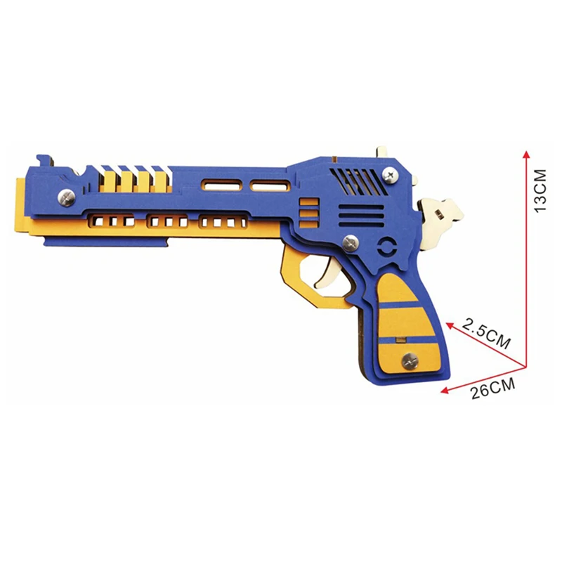 DIY Laser Cutting 3D Tech pistol model Wooden Puzzle Learning Educational Toy Game Assembly Toys for Children Jigsaw Kids | Игрушки и
