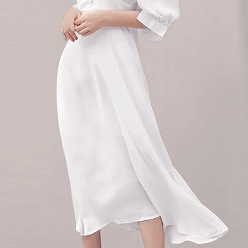 Женское Повседневное платье SMTHMA белое однотонное плиссированное с глубоким v