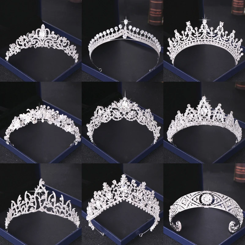 

Crystal Rhinestone Wedding Crown Silver Color Bride Tiaras and Crown Headdress Hair Accessories Women Wedding Bridal Headpiece