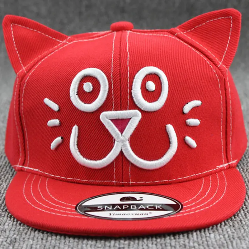 Бейсбольная кепка на плоской подошве с вышитым рисунком котенка для девочек от 2
