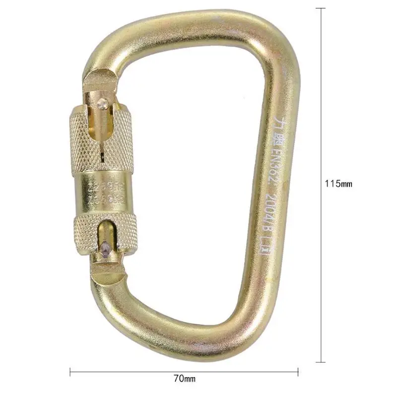 

D-ring Climbing Carabiner 45KN Tension D-shape Quickdraw Climbing Steel Carabiner Safety Master Lock Buckle For Outdoor Camping