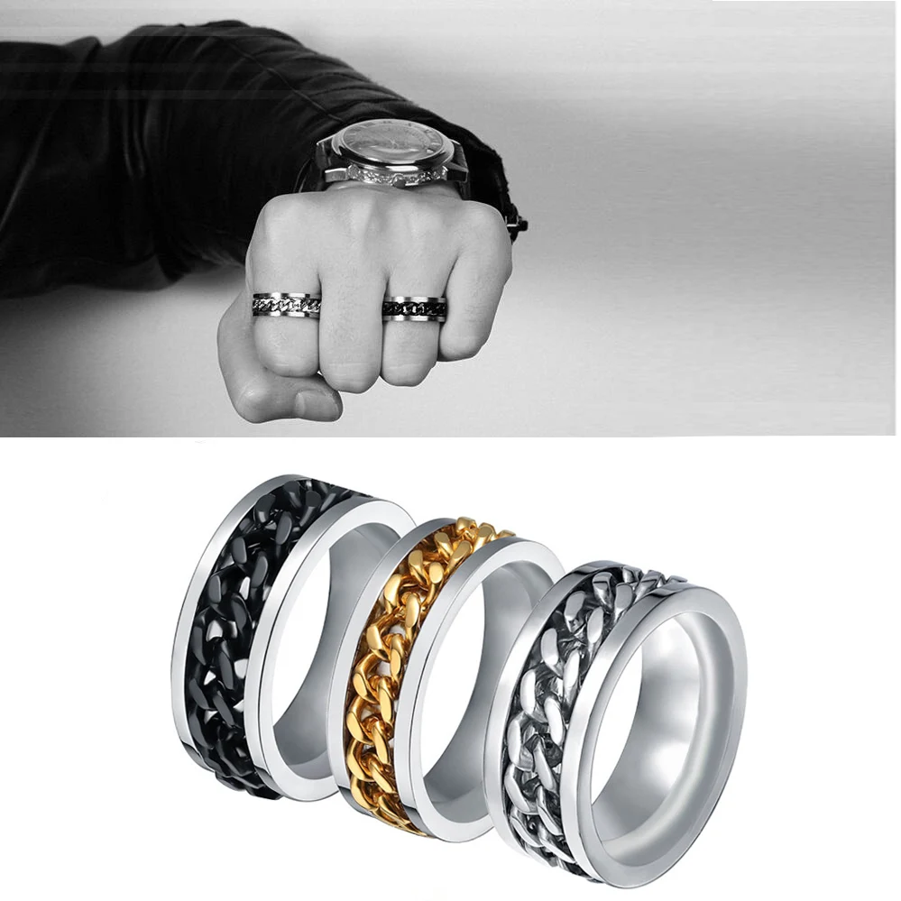 PUN мужское кольцо из нержавеющей стали панк модное Черное золото настроение