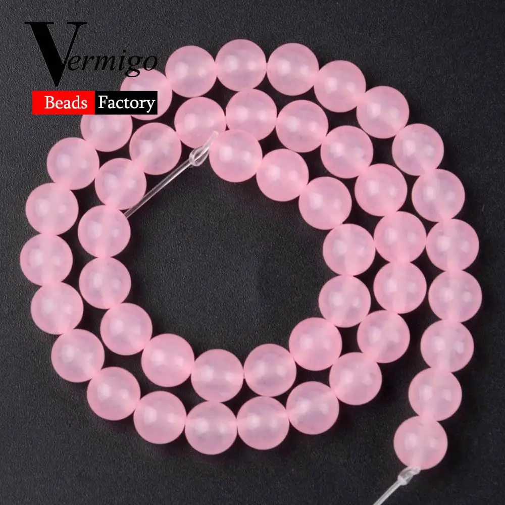 Pink Jade Натуральный микс драгоценных камней, Агаты, минералы, бусины, аметисты, лазурит, круглые бусины для браслета, изготовления ювелирных изделий, 4-12 мм, сделай сам - Цвет: Pink Jade