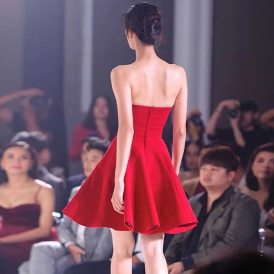 Летние платья знаменитостей женские 2020 Новые Элегантные красные без рукавов