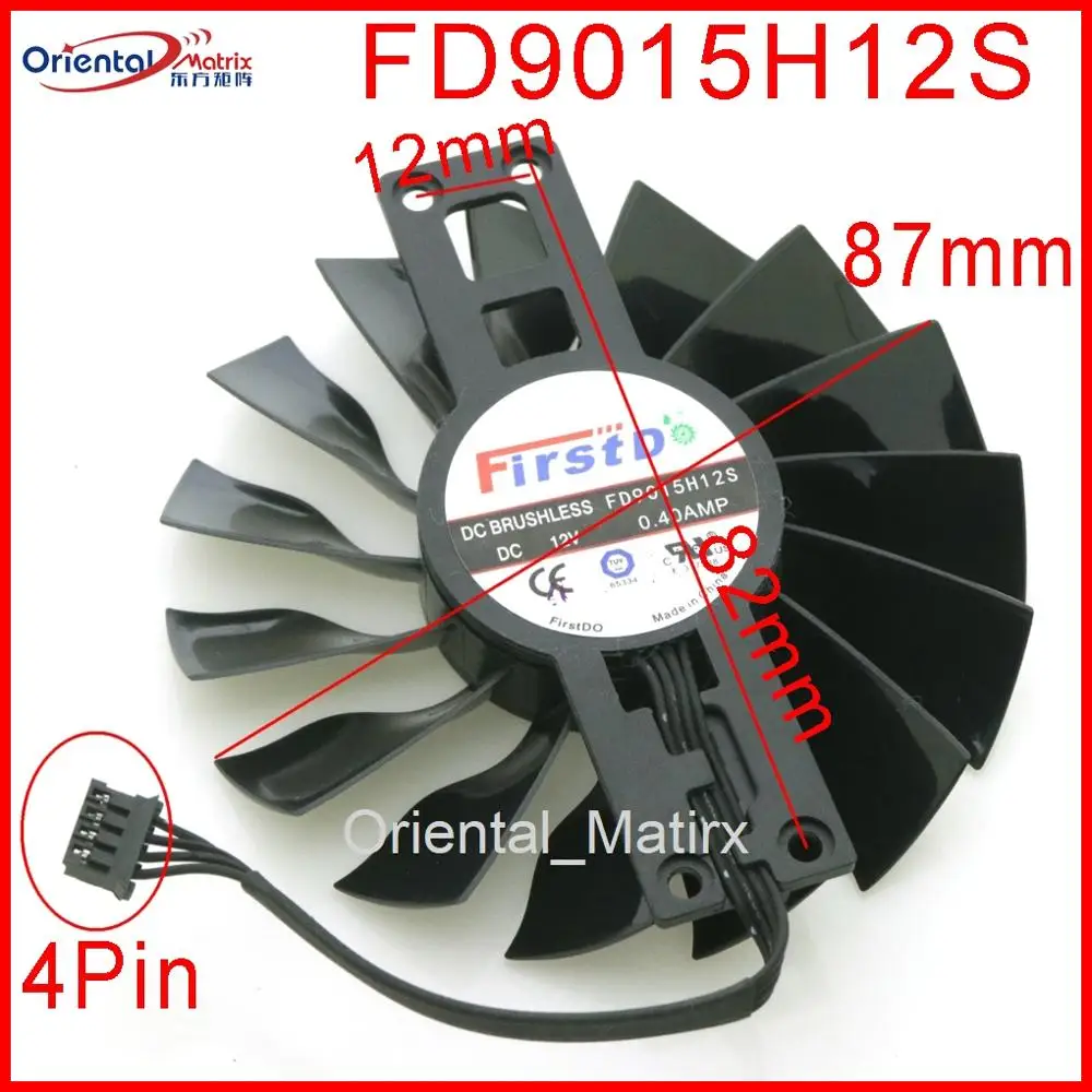 Бесплатная доставка новинка FD9015H12S 12 В 0 40a 87 мм VGA вентилятор для GAINWARD GTX950