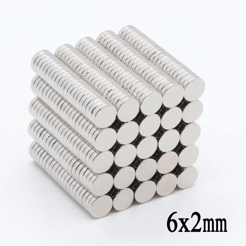 2000pcs 6x2 mm bulk small round NdFeB disk magnet diameter strong rare earth neodymium iron boron magnet