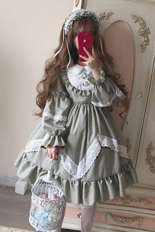 Платье Mori Girl винтажное японское милое пасторальное кружевное с