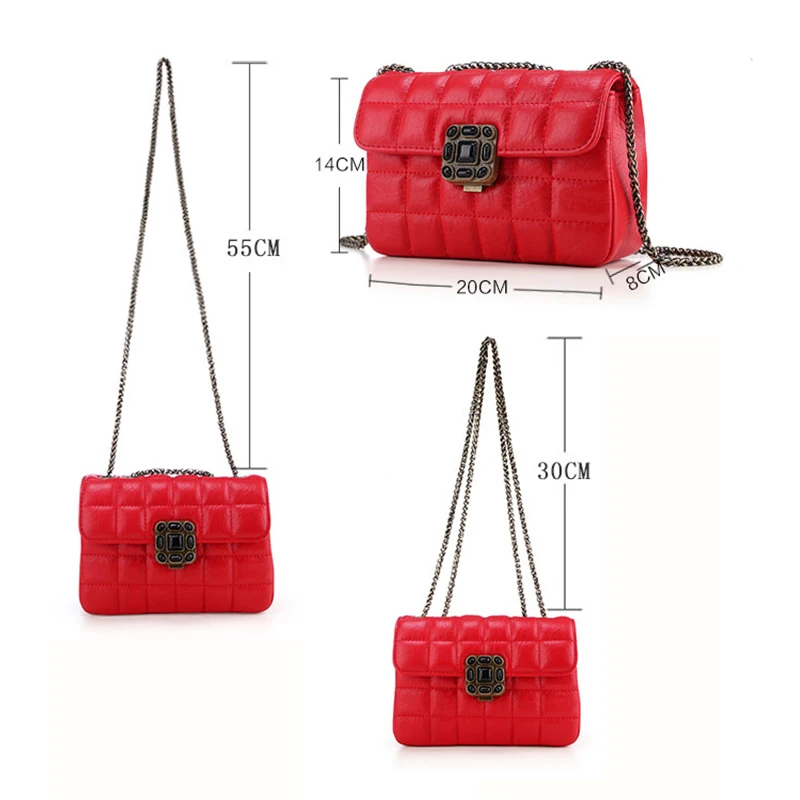 Brand Fashion Woman Bag Ladies luxury 100% Genuine Leather Handbag Chain Shoulder Plaid Women Crossbody | Багаж и сумки