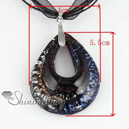 Каплевидная Блестящая серебряная фольга муранского стекла подвески для