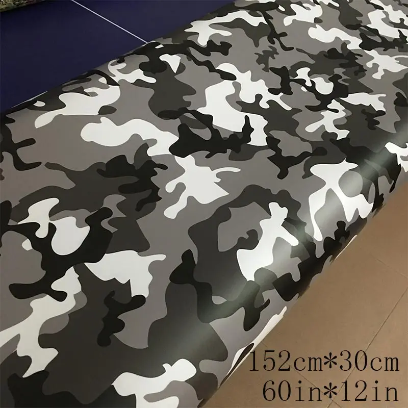 Matte finished 30cm Cheshjon Arctic Camouflage виниловая клейкая черная белая серая камуфляжная пленка Военная мотоциклетная наклейка со скутером наклейка для изменения цвета - Название цвета: Matte finished 30cm