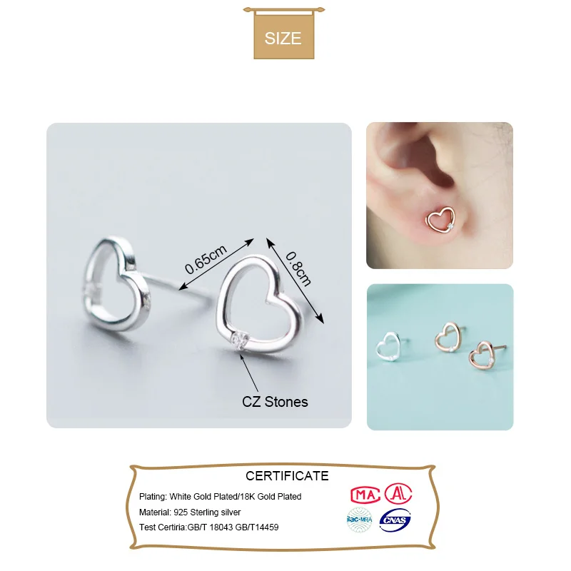 Trusta 925 пробы серебряные ювелирные изделия модные милые миниатюрные 8 мм X 7 мм полые серьги-гвоздики в форме сердца подарок для девочек, детей, леди DS514