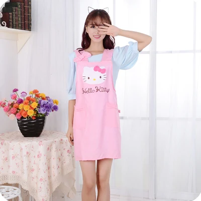 Velcro Кухонный фартук hello kitty с милым бантом, фартук для приготовления пищи, розовый передник, фартук с рисунком кота, кухонный фартук для приготовления пищи, фартук для шеф-повара, гаджеты - Цвет: Velcro