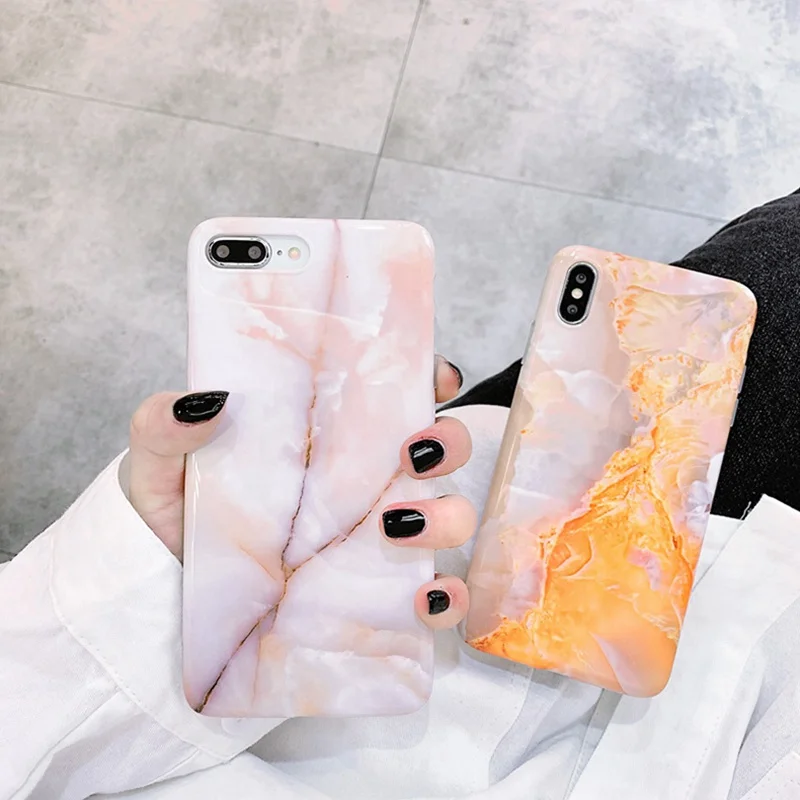 Глянцевый чехол для телефона с мраморным пламенем iPhone X XR XS Max мягкий силиконовый