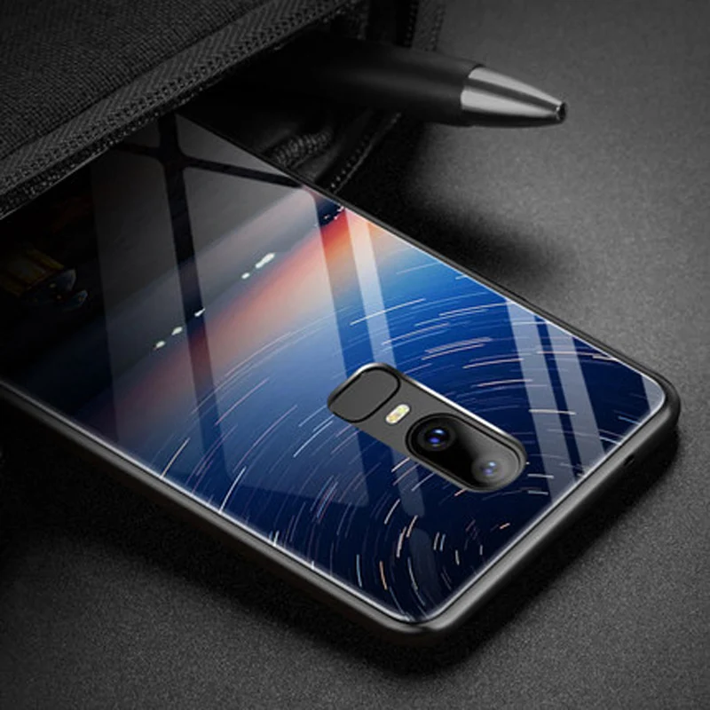 Роскошные закаленное Стекло телефон чехлы для Oneplus 6 мягкий TPU бампер силиконовый защитный Oneplus6 чехол One plus 6 funda 1+ 6 Coque