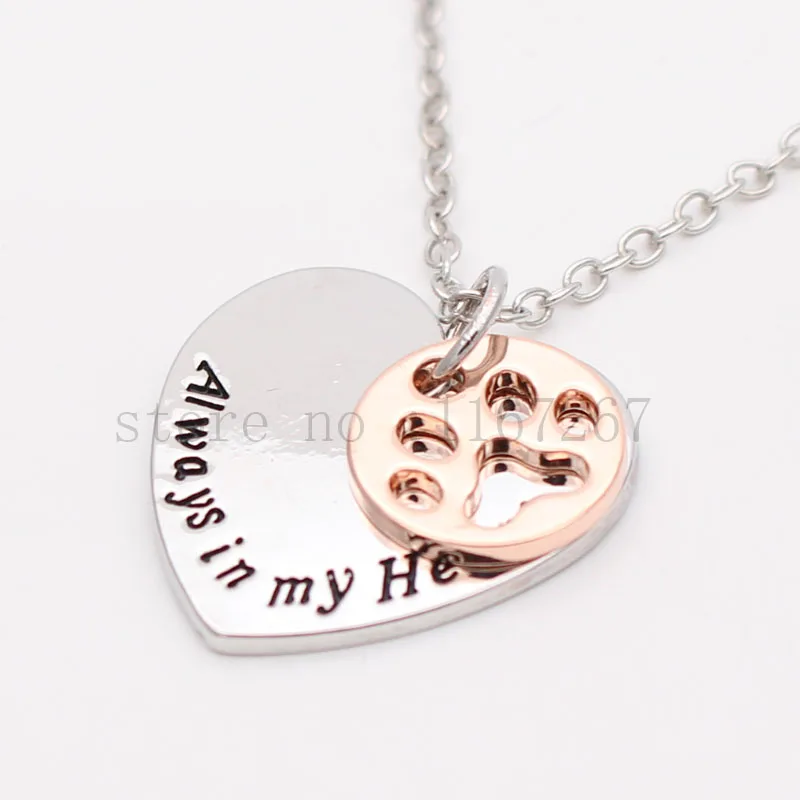 2017 новое ожерелье любовь навсегда сердце щенок с подвеской в виде лапы для