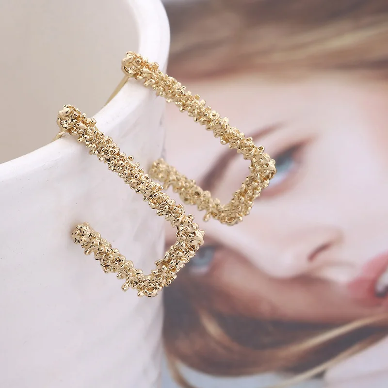 Новые винтажные серьги для женщин цвета розового золота геометрические