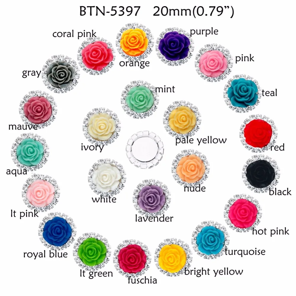 Розовые стразы на кнопках 20 мм разноцветные 10 шт./лот (BTN 5397)|rhinestone buttons|button